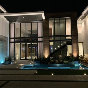 Contemporary house showing outdoor lighting